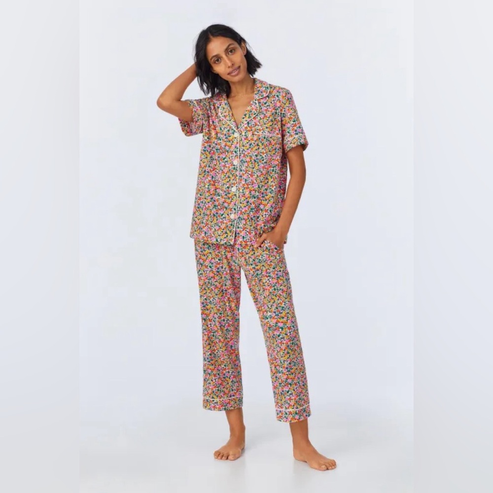 NWOT Women Large Bedhead Fresh Pick Classic PJ Set Short Sleeve Crop Pant Floral